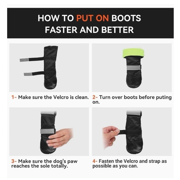 🆕Dog Winter Boots — Black and Gray Protective Paw Boots - Picture 6 of 16